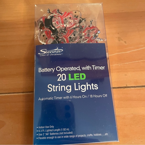 NWT Christmas Snowman 20 LED String Lights - Picture 2 of 5